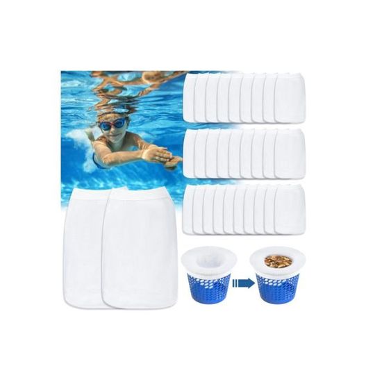 30 Chaussettes De Skimmer Pour Piscine - Filtre Réutilisable, Nylon, 22x13 Cm, Protection Pompe Et Filtration