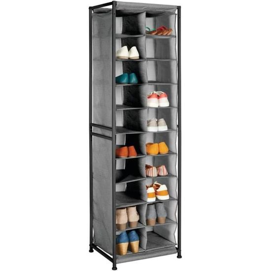 Organisateur De Chaussures Vertical 2 Pièces - Étagère Plastique à Compartiments Pour Entrée/Gain De Place - 8