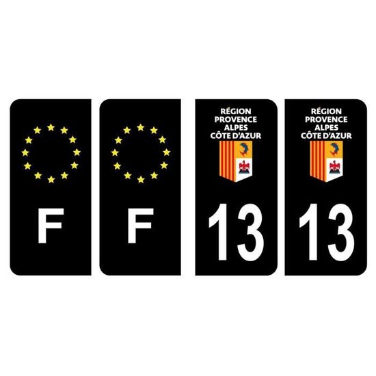 Lot De 4 Autocollants Plaque Immatriculation Département 83 Var - Noir & F
