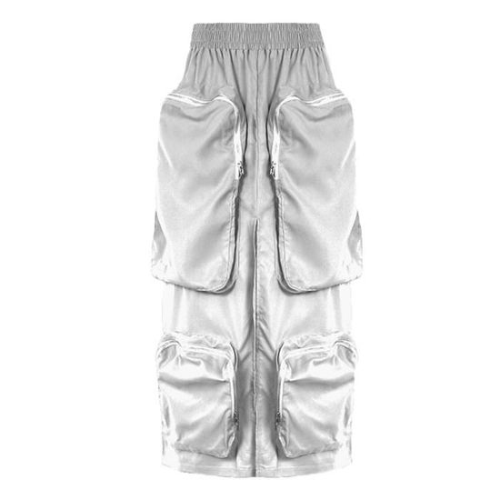 Pantalon Cargo Baggy Fille - Jeans Denim Élastique Taille Haute, Jambes Larges, Style Streetwear Avec Poches