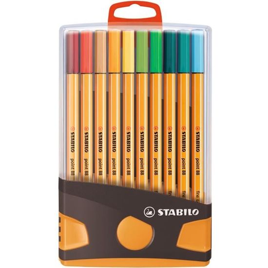 Colorparade x 20 stylos-feutres STABILO point 88 boîtier gris/orange