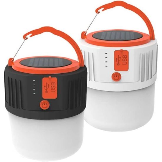 Lot De 2 Lampes De Camping Solaires USB à Distance, Lampe De Camping Solaires Usb A Distance Lampe De Tente Portable Rechargeable A Suspendre Lampe De Secours 120 Led 99005344