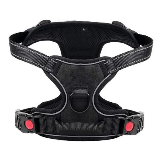 FLY14380-Harnais de chien Vest pour animaux de compagnie Noir rembourré Non-Pull réglable Reflective Confortable Confirmer Solidab