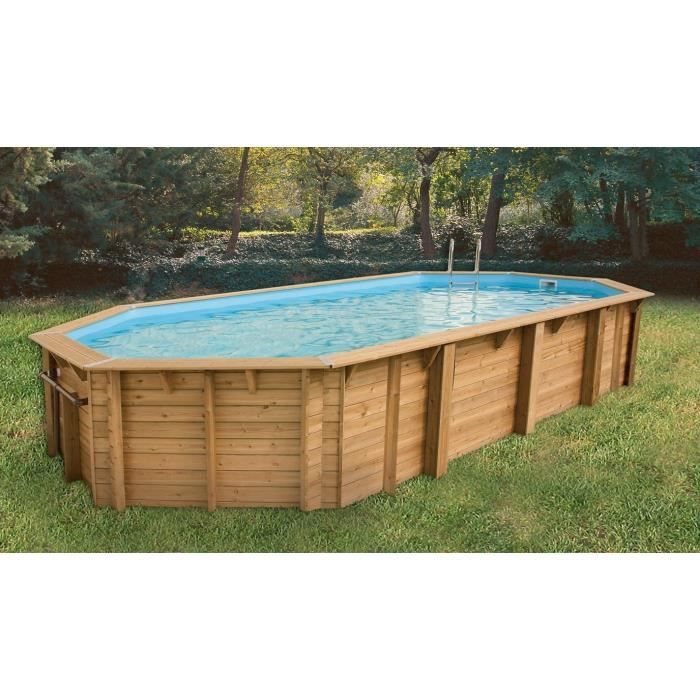 UBBINK Piscine bois Océa 470x860 H130cm - Liner Bleu - Hors sol, semi enterrée ou enterrée - Garantie 15 ans