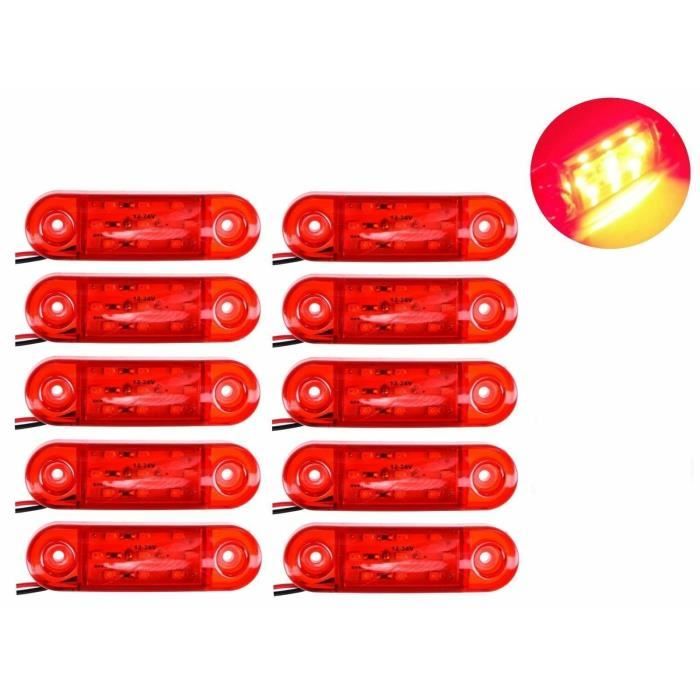 10 Pièces 24V Rouge Feux de Gabarit 9 Smd Led Caravane Chassis Remarque Bus Van