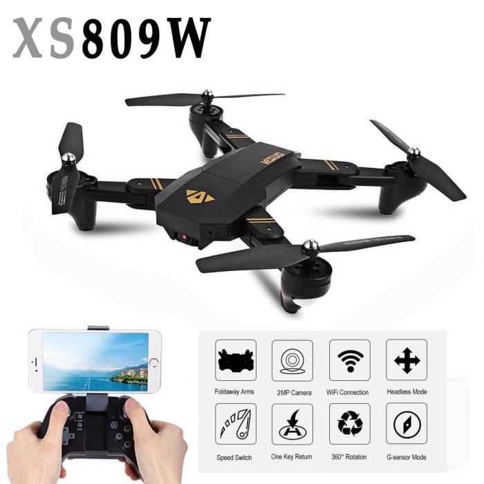 Mini Drone XS809W Foldable RC Selfie Drone Wifi en temps réel FPV 2MP 120 ° FOV