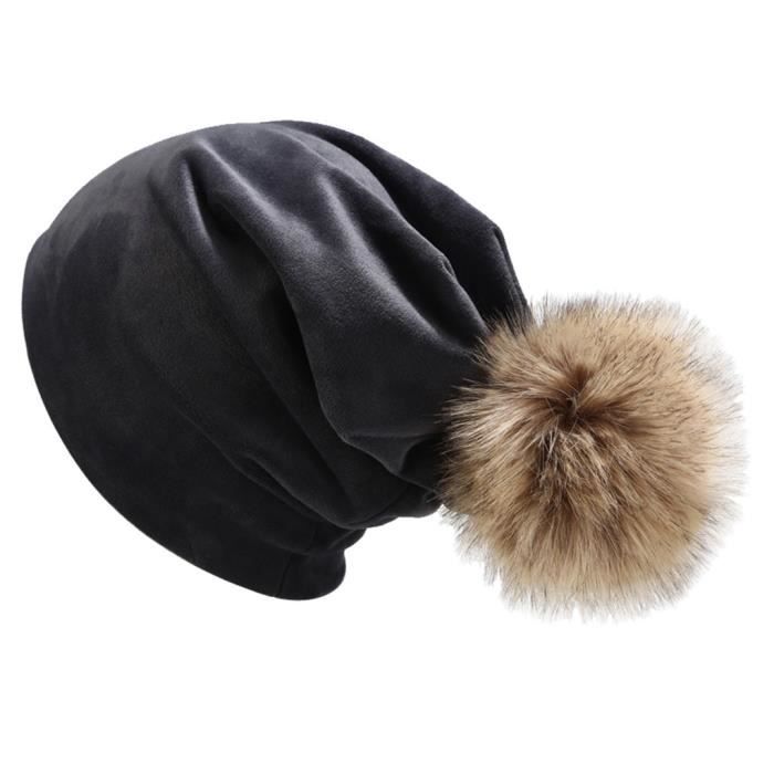 Femmes hiver en duvet d'oie casquette de couleur unie casquette décontractée cache-oreilles LTA90812081GY_Fan