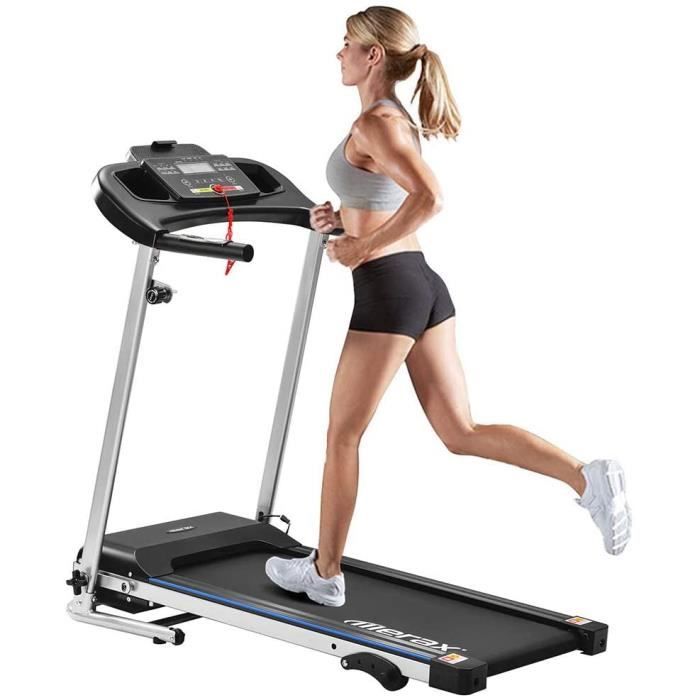 Tapis Roulant de Course Electrique Pliable Motorisé 12km/h 500W avec 12 programmes d'exercices écran LED 3 Niveaux Inclinaison régl