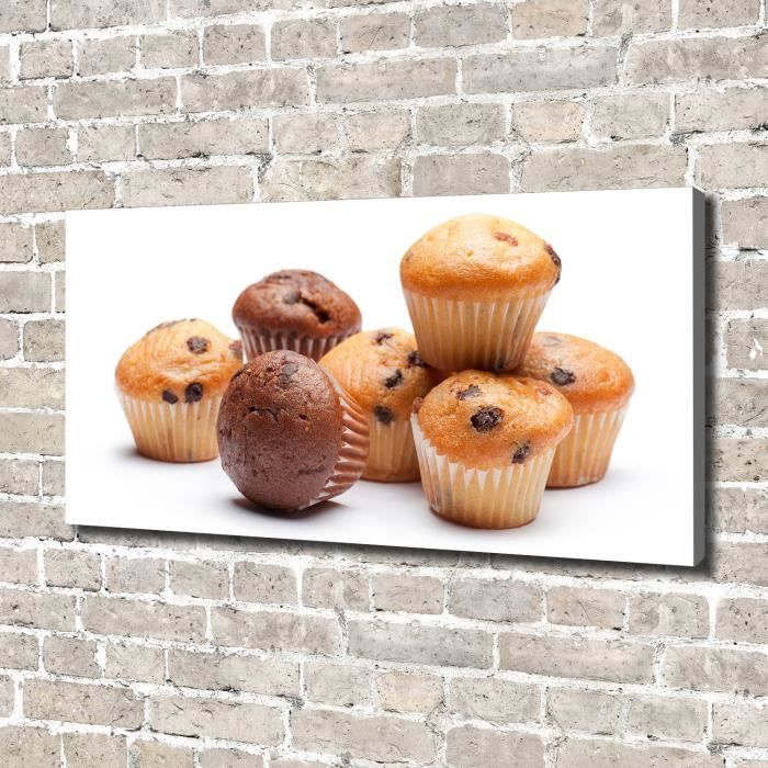 Tulup 140x70 cm art mural - Image sur toile:- Nourriture boissons - Muffins - Brun