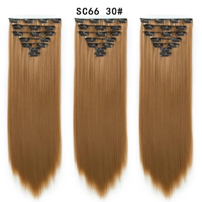 SC66-30 22 pouces -Pinces à cheveux 2020 synthétique naturel queue de cheval Extensions de cheveux humains postiche 16Clip on éping