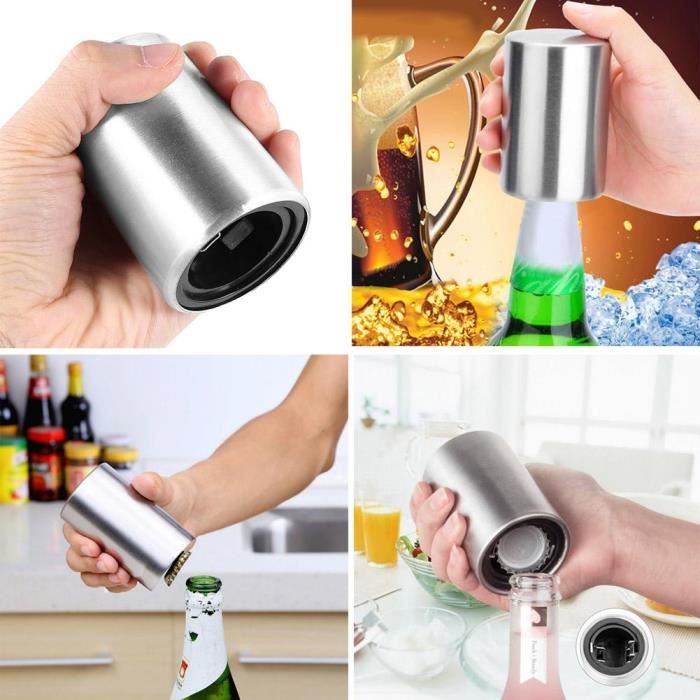 Ouvreur magnétique automatique bouteille acier inoxydable pousser vers le bas vin bière ouvre pratique cuisine outil accessoires
