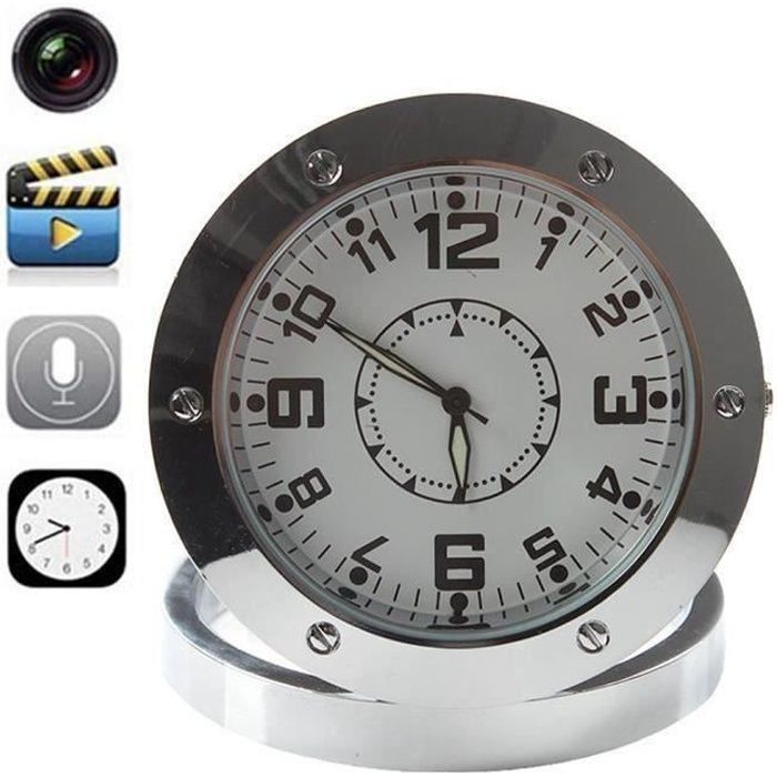 Round Caméra Horloge murale Caméra Spy Clock Mini caméra Horloge espion caché alarme bureau caméra de surveillance Nanny Cloc C0B6A9