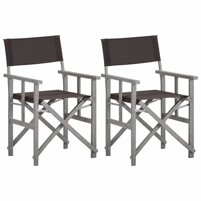Magnifique Lot de 2 Chaises de jardin Moderne Chaises de metteur en scène- Fauteuil de jardin relaxation- Chaise De Camping B8098