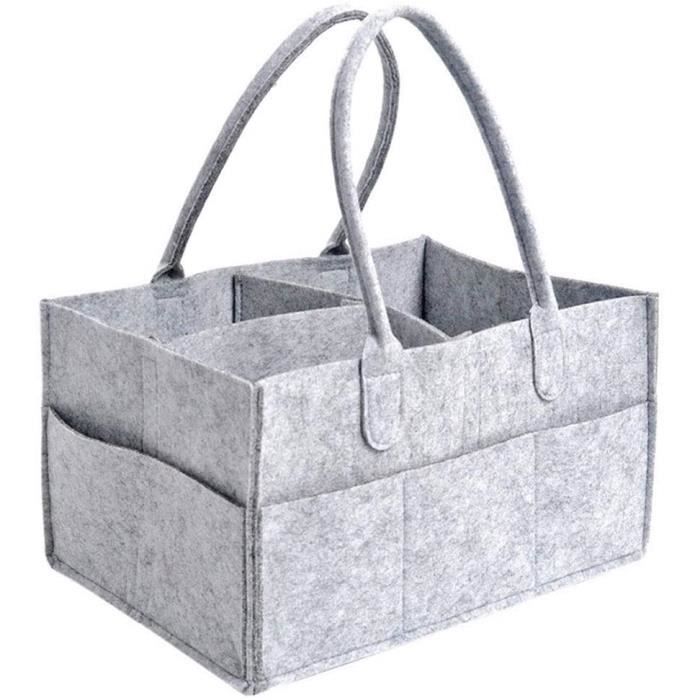 Boîte de Rangement en Tissu,panier rangement bébé très pratique,bonne qualité panier à couches,pour Fille et Garçon(gris)