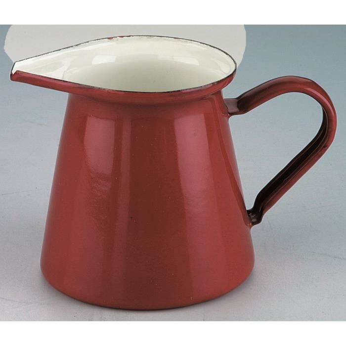 POT A LAIT EMAILLEE - EMAIL ROUGE - INTERIEUR BLANC - EMAIL DE QUALITE SUPERIEURE - CONTENANCE 0,50 L - PASSE AU LAVE-VAISSELLE -...
