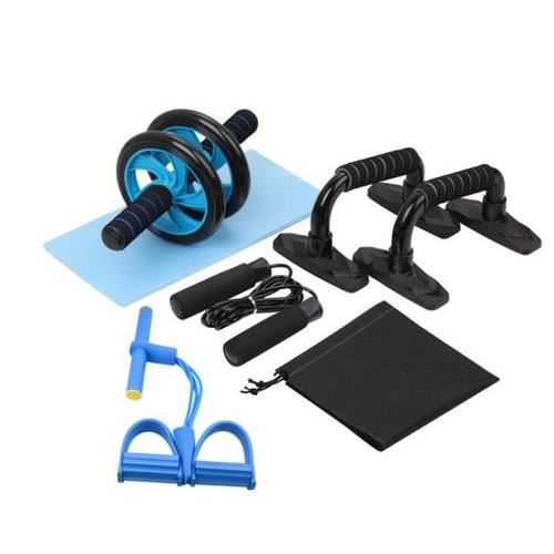 ouii 5-en-1 Kit Roue abdominale Support push-up Roue musculaire à roues double multifonction (Bleu)