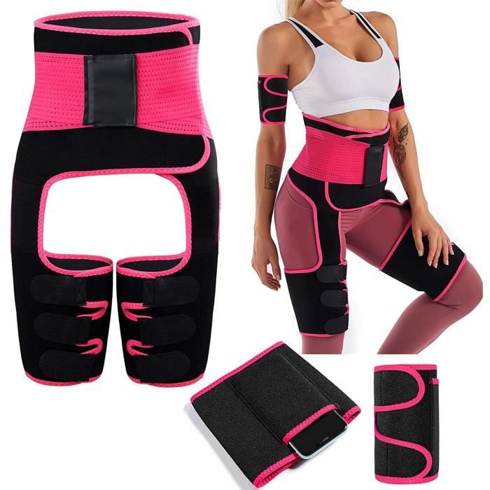 4 en 1 Ceinture de Sudation pour Femme,Entraîneur de Cuisse à la Taille du Bras,Support Dorsal,Ceinture Amincissante Réglable(XXXL)