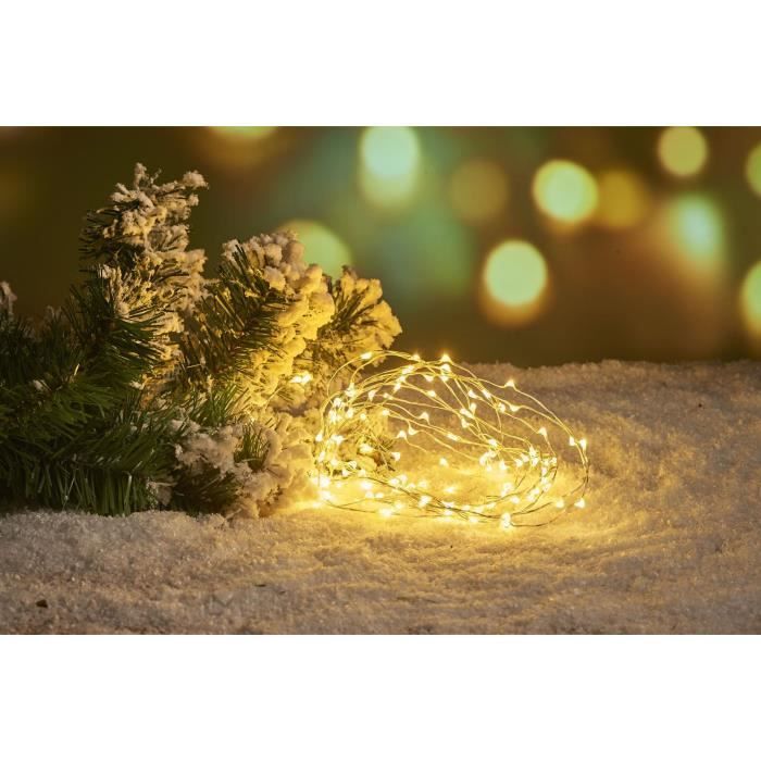 Guirlande filaire - 40 LED blanc chaud - L.2 m - Fil argent