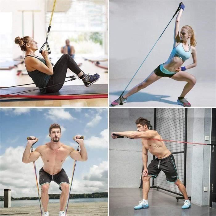 DUYAER® Bande de Résistance Set, Bandes Fitness Elastiques Kit avec Crochet de Porte et Sangle de Cheville pour Pieds pour l'entraî
