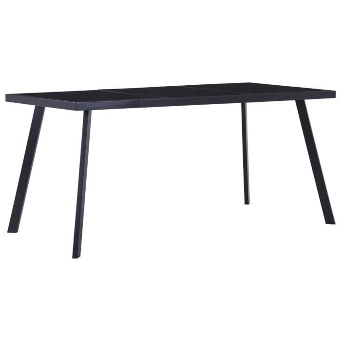 MSA Table de salle à manger Noir 180x90x75 cm Verre trempé ✿3