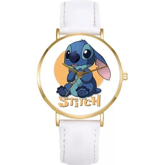 Montre stitch bracelet simili cuir blanc kawaii bijoux fantaisie accessoire mode lilo kawaii
