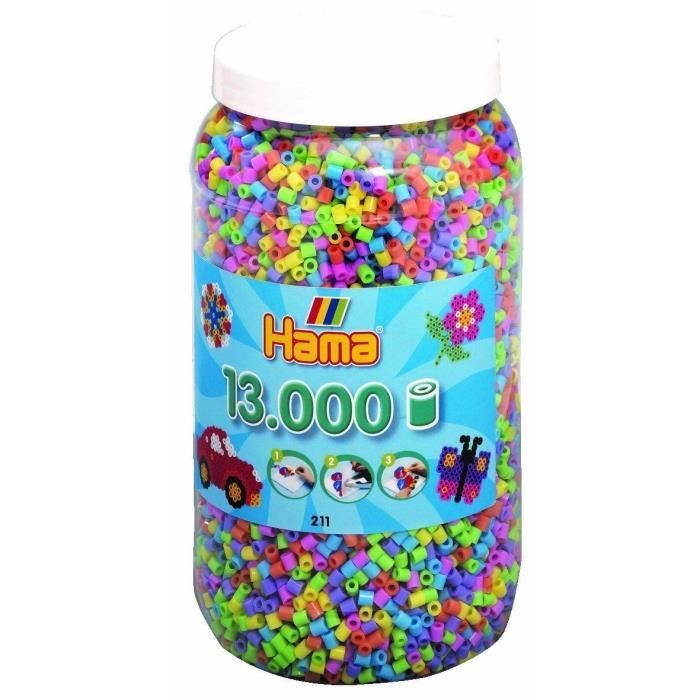 HAMA - Pot de 13000 perles à repasser Mélange Pastel taille MIDI - Loisirs créatifs - Dès 5 ans