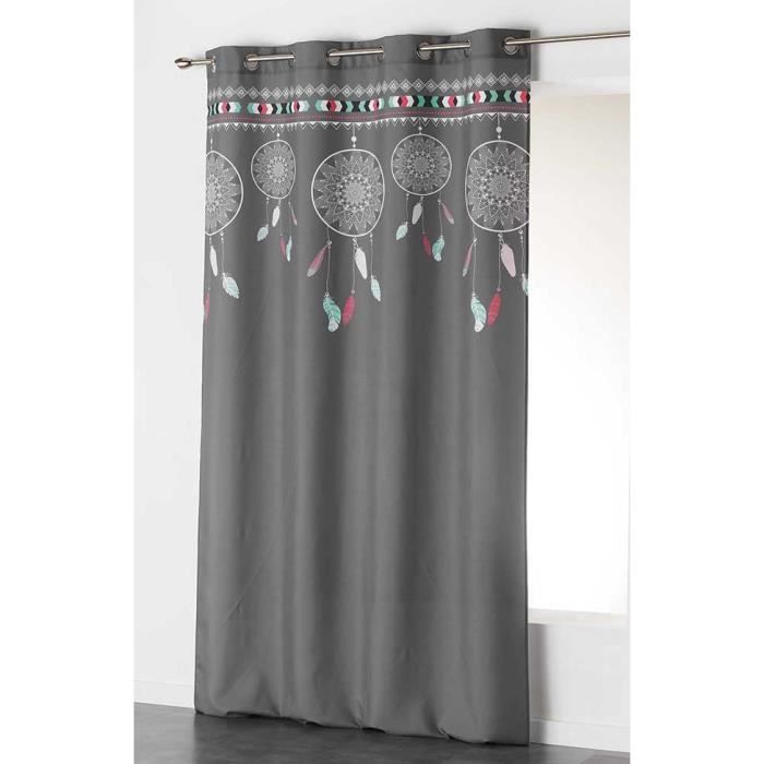 Rideau à illet Style Indien Anthracite-Menthe 140 x 260 cm