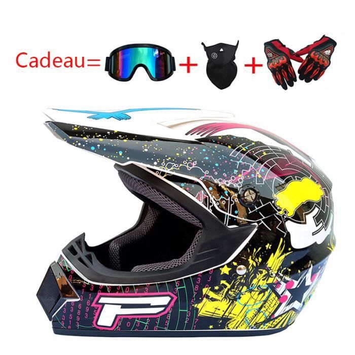 Casque Moto Enfant Casque de Marque Motocross Racing Armure complète Casque mat Motocross Pleine Couverture Casque Hors-Route