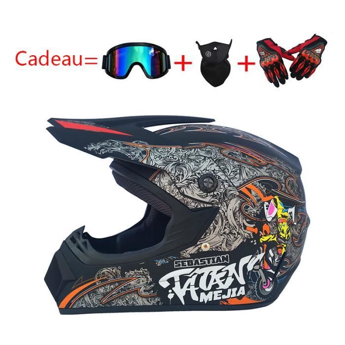 Casque Moto Enfant Casque de Marque Motocross Racing Armure complète Casque mat Motocross Pleine Couverture Casque Hors-Route