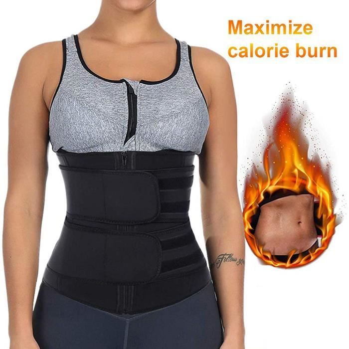 Femme Ceinture de Sudation Ajustable en Sauna Néoprène Ceinture de Minceur Sport Gaine Amincissante Ventre Plat Serre Taille - Noir