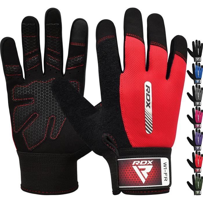RDX Gants De Musculation Gant Fitness Gymnastique Sport Anti-Dérapant, Protection Paume Adhérence Halterophilie Rembourrée, Rouge