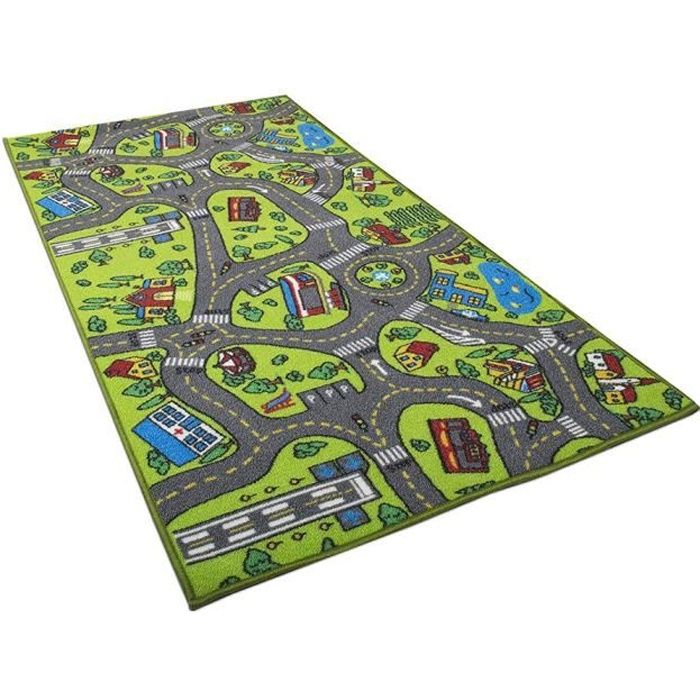 Tapis de voiture enfant pour petites voitures salle de jeux salle de classe tapis de jeu multicolore coffre-fort amusant tapis
