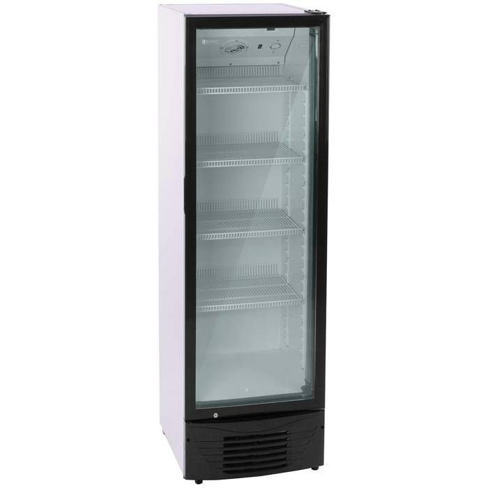 Frigo à boissons Réfrigérateur Bar Noir 320 Litres 228 Canettes 4 Tablettes Vitrine RCGK-B320