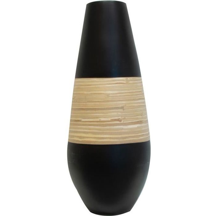 Vase jarre en bambou Wax - Diam. 24 x H. 60 cm - Noir