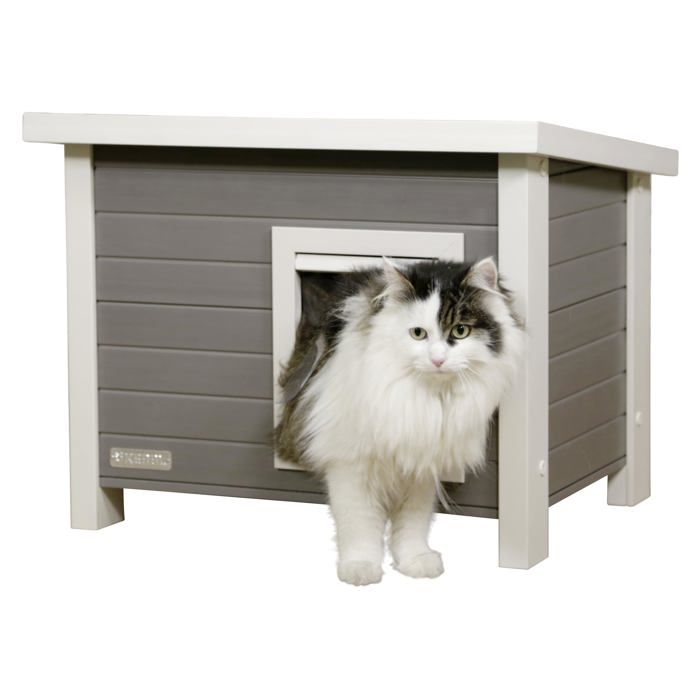 Kerbl Eli - Maison pour chat dextérieur Gris/Blanc 57 x 45 x 43 cm - 60% plastique recyclé Kerbl Eli - Maison pour chat dextérieur Gris/Blanc 57 x 45 x 43 cm - 60% plastique recyclé