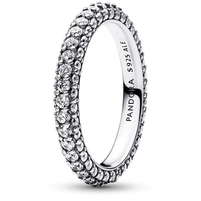 Bague En Argent 925 Massif Avec Zircon Blanc - Taille 52 - Occasion