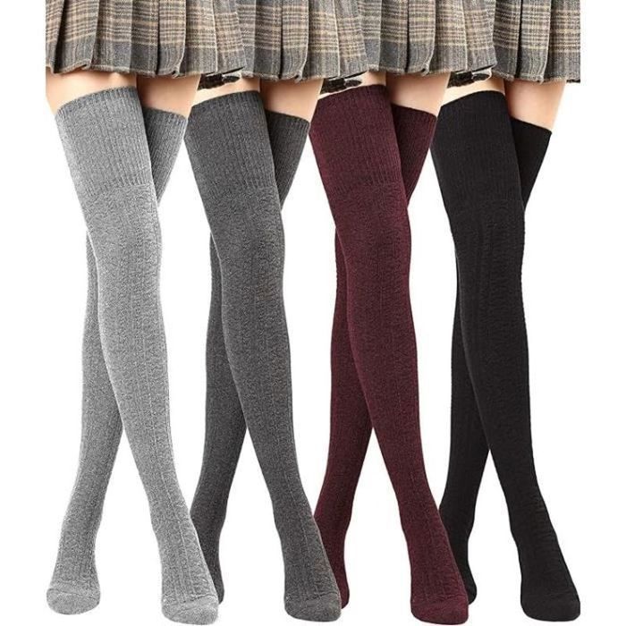 Chaussettes Hautes De Cuisse En Coton Pour Femme - Extra Longues - Sport, Cosplay, Déguisement - Multi-Couleurs Et Taille Élastique