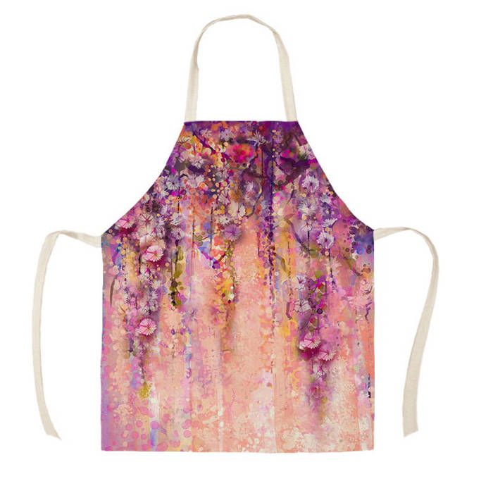 Tablier De Cuisine Vintage à Fleurs Rose - Avec Poches, Ajustable Pour Femme