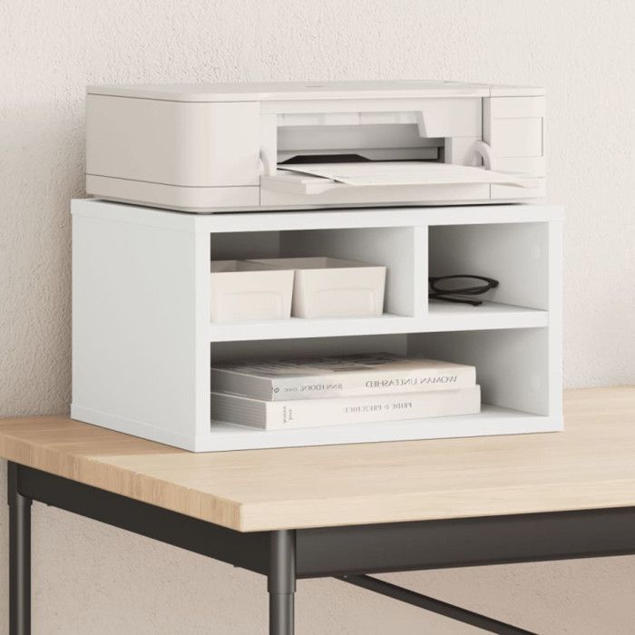 Support d imprimante blanc 40x32x225 cm bois d ingénierie
