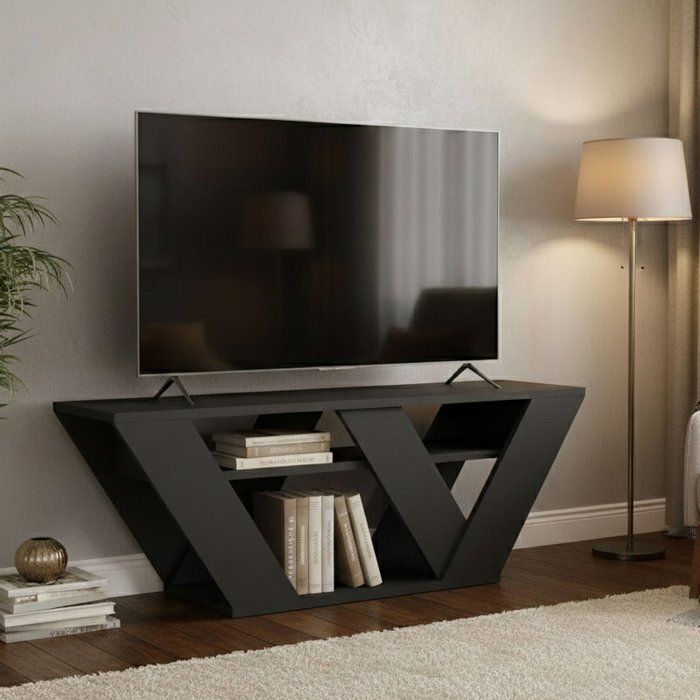 Meuble TV Dpellegr - Dmora - Mélamine - Anthracite 110x35.5h40 cm Meuble TV Dpellegr - Dmora - Mélamine - Anthracite 110x35.5h40 cm