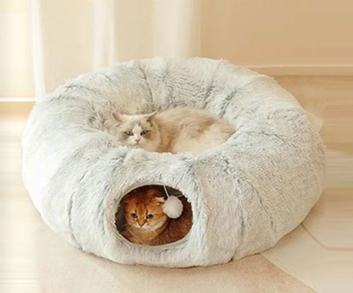 Panier rond chat - Refuge pour votre animal de compagne - Tunnel de jeu