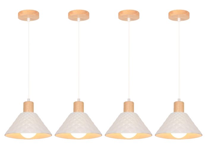 iDEGU 4pcs Lampe Suspension Moderne Lustre Vintage Abat-jour en Céramique Design Chapeau Plafonnier Style Nordique pour Salon Café