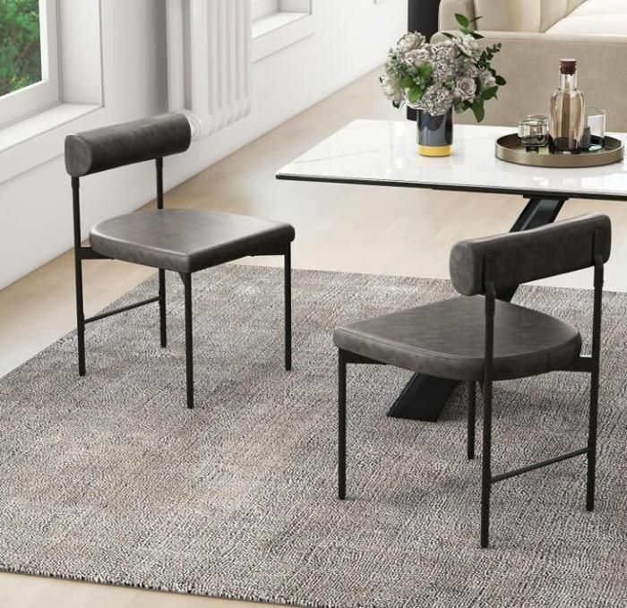 Chaises de Salle à Manger Lot de 2 - RELAX4LIFE - Dossier et Assise Rembourrés - Structure Robuste - Charge 180KG - 46X475X74CM