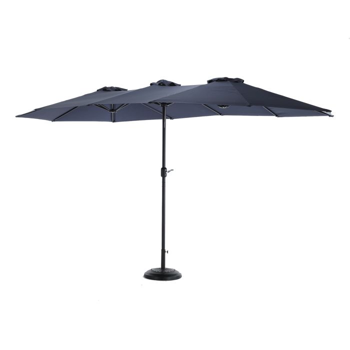 Outsunny Parasol déporté double avec manivelle - Parasol de jardin réglable - Protection solaire - Métal - Blanc crème - 440 x 270 x 250 cm