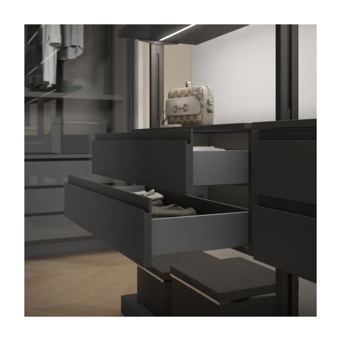 -Emuca Tiroir extérieur Vertex 40kg hauteur 93mm profondeur 450mm Acier Gris antracite