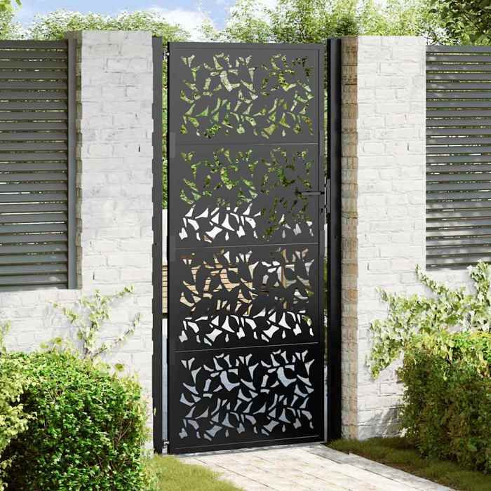 Portail De Clôture De Jardin Avec Dessus Arqué Acier 2x5 M Noir Portail De Jardin Portail Metallique Porte Dentree Cloture Barriere De Securite 87171726