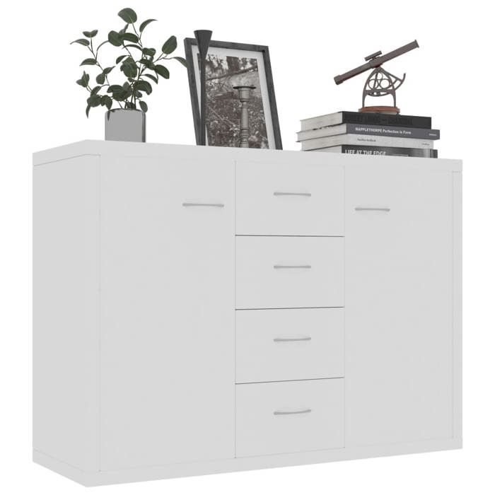 Bon plan Buffet bahut vaisselier - JILI HOT - Buffet Blanc 88x30x65cm - Bois dingénierie - commode Salon/Cuisine Thome2030791