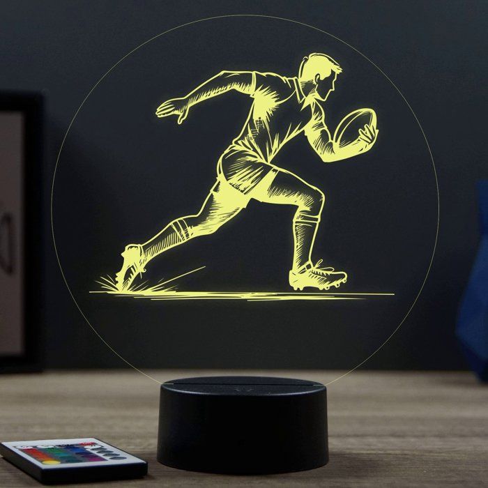 Lampe 3D Sport Rugbyman – LED – Idée Cadeau – Fabriquée en France