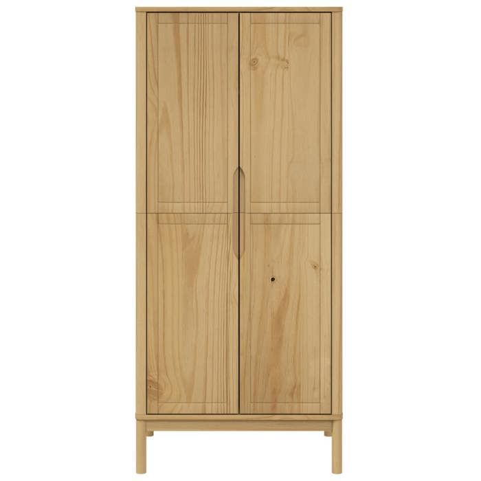 Promotion mai * Garde-robe - Armoire de chambre - Porte-vetement - FLORO cire marron 77x53x171 cm bois massif de pin