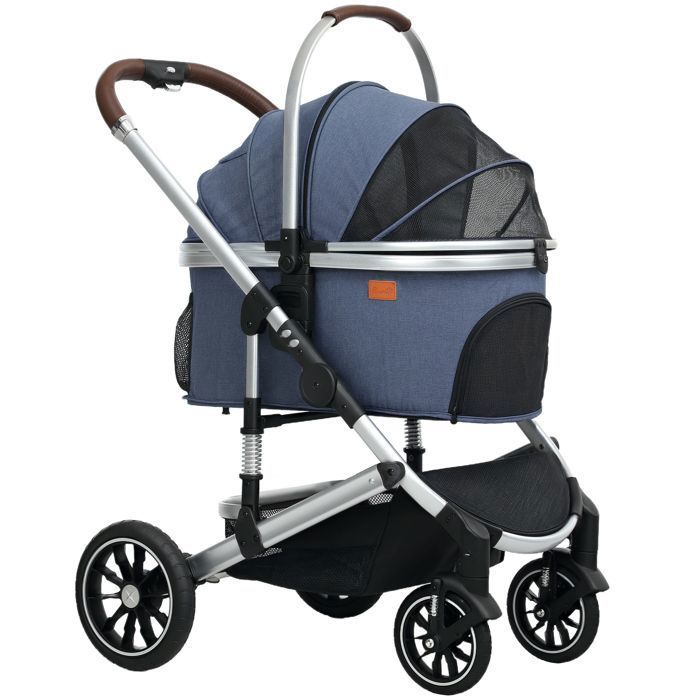 Meilleurs prix pour Poussette 3 en 1 pour chiens et chats jusquà 10 kg pliable avec coussin porte-gobelets fenêtres en filet portes et p